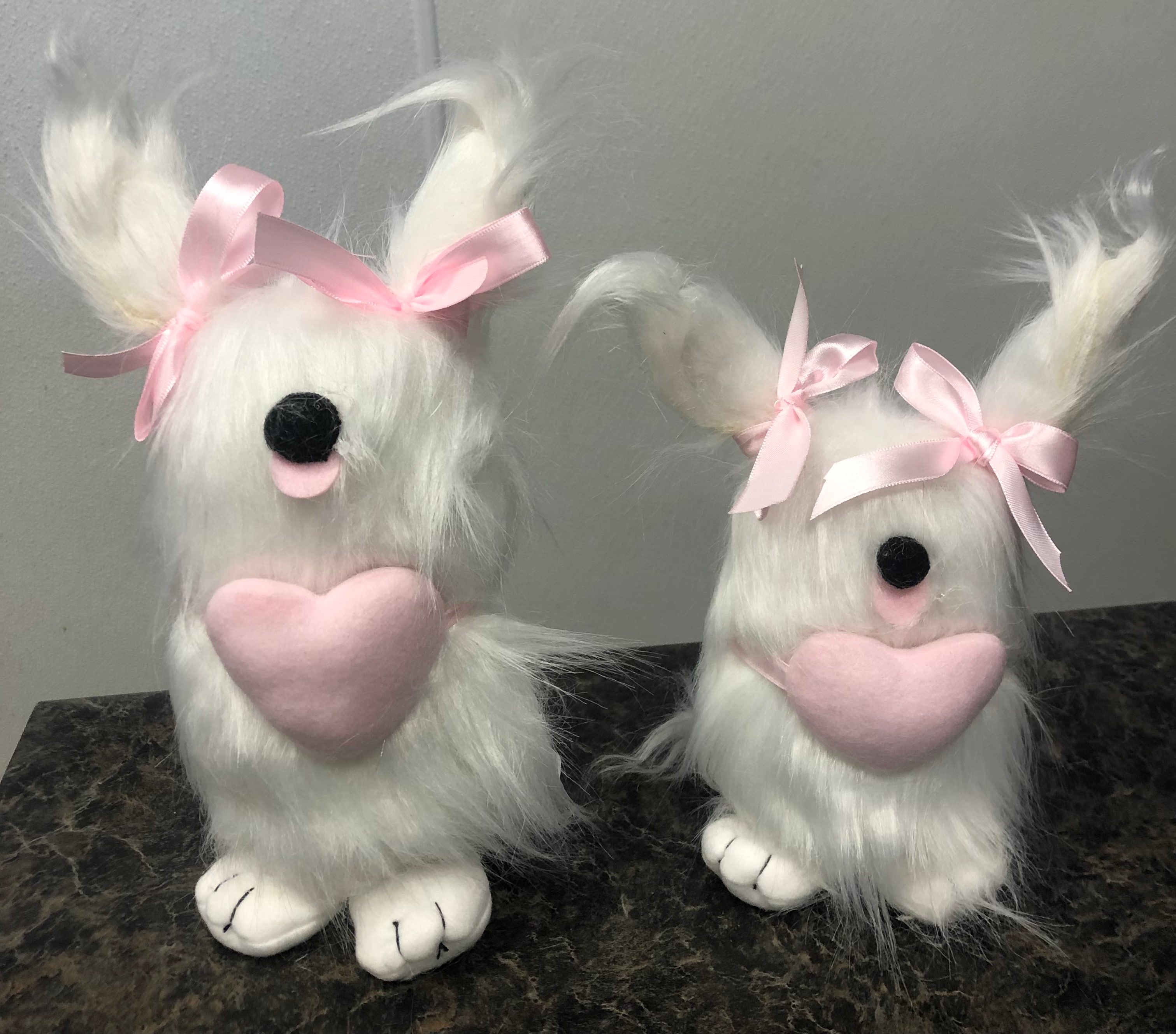 White Gnome Dogs with Pink Heart